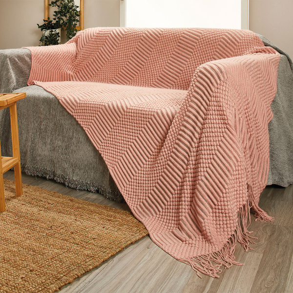 Διακοσμητικό Ριχτάρι Fleece/Κουβέρτα Καναπέ (130x180) Whitegg KB135/1 Salmon