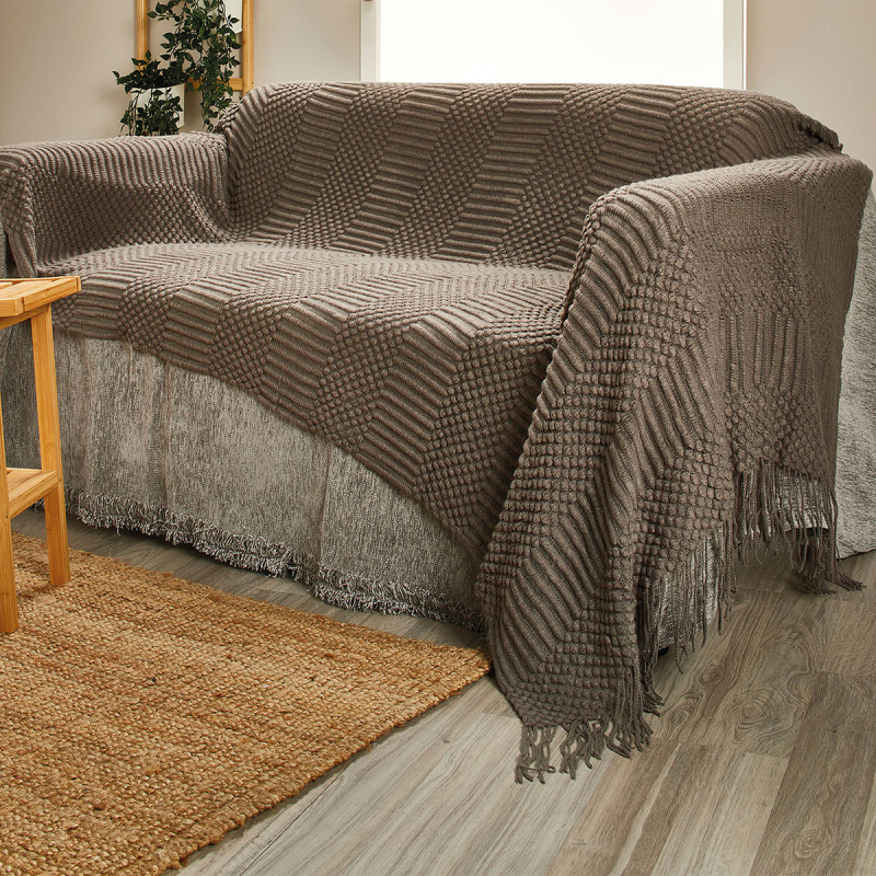 Ριχτάρι Καναπέ Διθέσιου Fleece (130x230) Whitegg KB135/2 Coffee