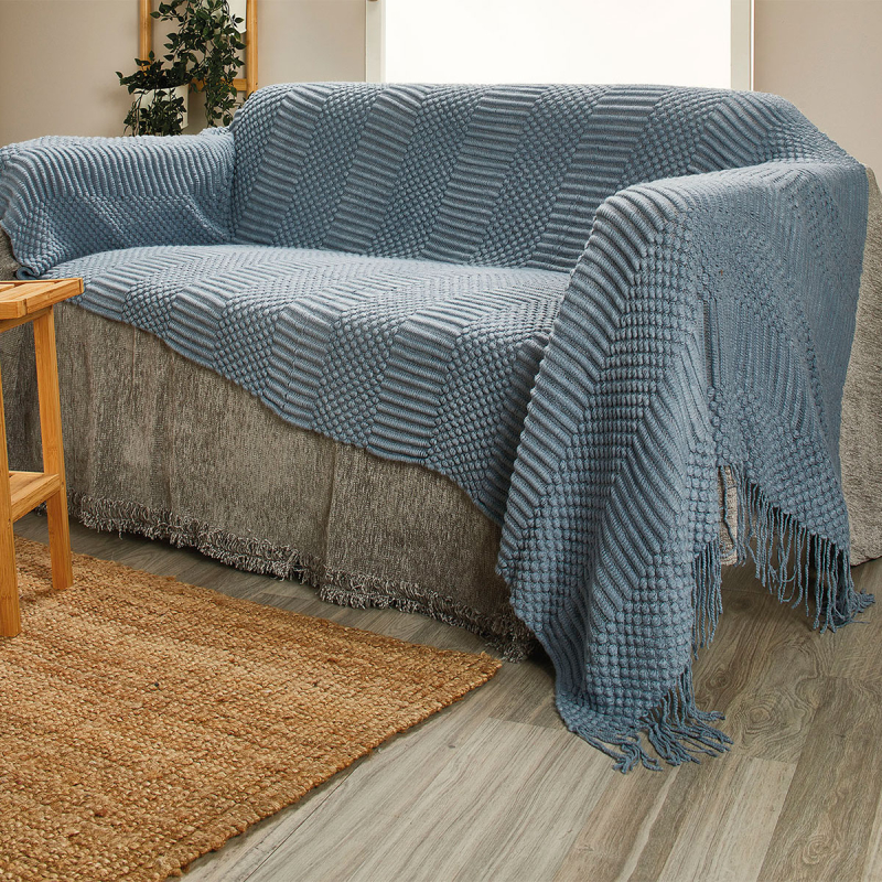 Ριχτάρι Καναπέ Διθέσιου Fleece (130x230) Whitegg KB135/3 Blue