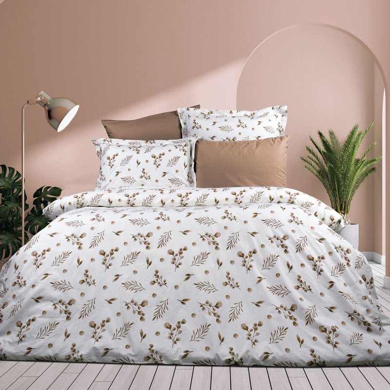 Φανελένια Παπλωματοθήκη Υπέρδιπλη (160x240) Dimcol Μυρτώ 352 Beige