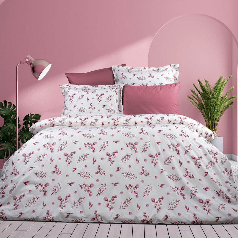 Φανελένιο Σεντόνι Υπέρδιπλο Επίπεδο + Μαξιλαροθήκες (Σετ) Dimcol Μυρτώ 353 Rotten Apple