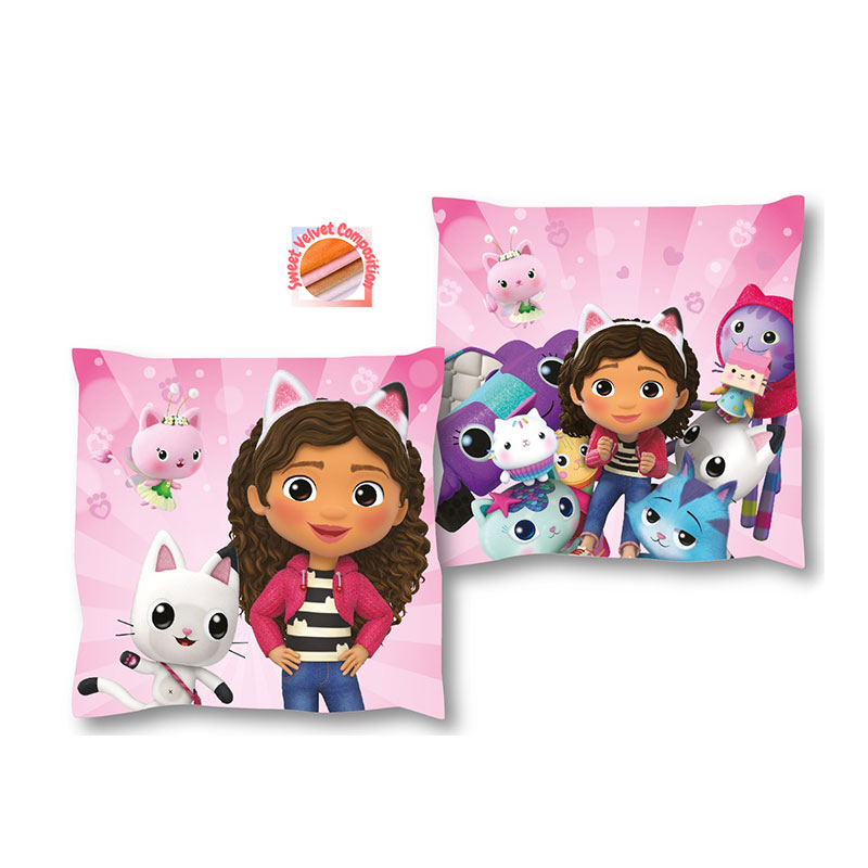 Διακοσμητικό Μαξιλάρι Βελουτέ 2 Όψεων (38x38) Dimcol Gabby's Dollhouse 03