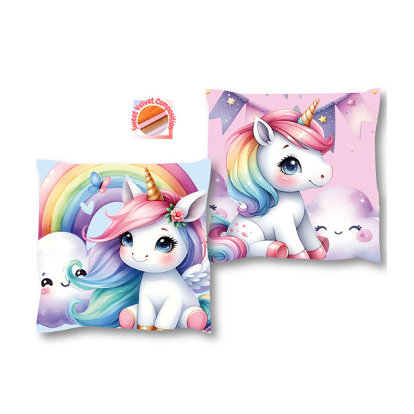 Διακοσμητικό Μαξιλάρι Βελουτέ 2 Όψεων (38x38) Dimcol Unicorn 10