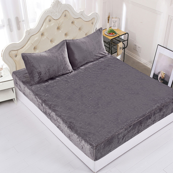 Σεντόνι Fleece Υπέρδιπλο Με Λάστιχο + Μαξιλαροθήκες (Σετ) Silk Fashion Dark Grey