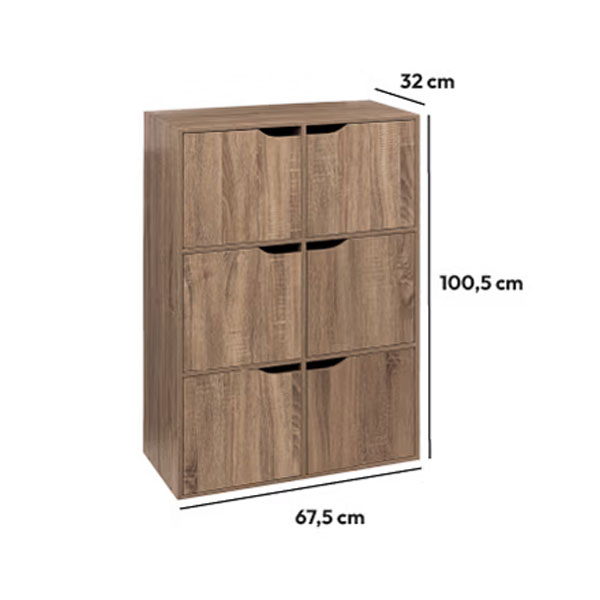 Ντουλάπι Δαπέδου 6 Θέσεων (67.5x32x100.5) F-V Door Nat 181273