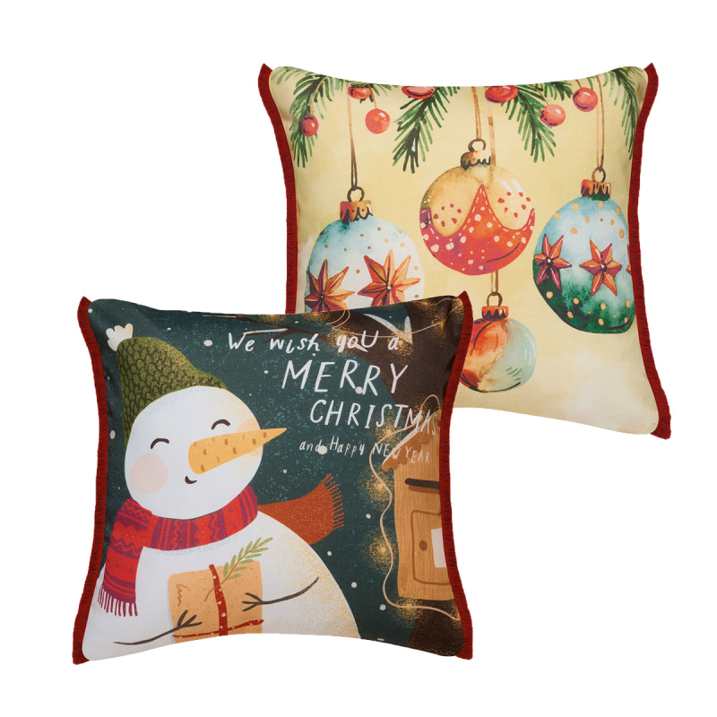 Χριστουγεννιάτικες Μαξιλαροθήκες 2 Όψεων (2τμχ) Kentia Loft Snow 2514