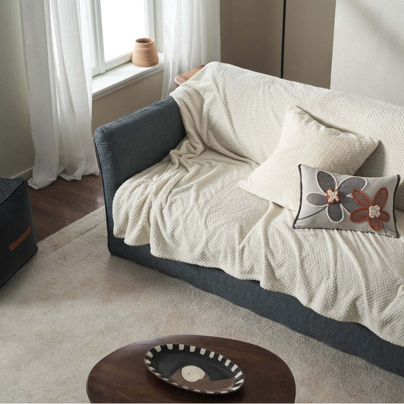 Ριχτάρι Καναπέ Διθέσιου Fleece (180x250) Gofis Home Cinnabar Ecru 115/05