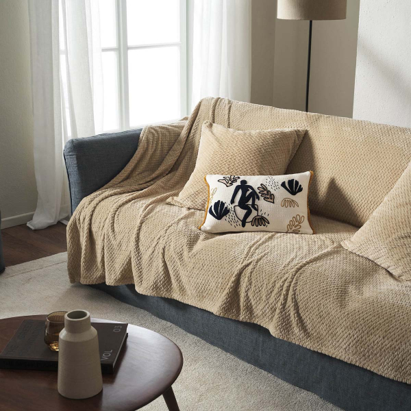 Ριχτάρι Καναπέ Τριθέσιου Fleece (180x300) Gofis Home Cinnabar Sesame Beige 115/06