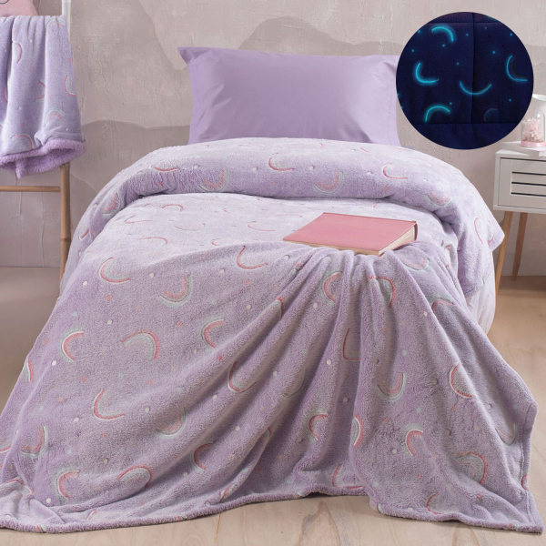 Φωσφοριζέ Κουβέρτα Fleece Μονή (160x220) Rythmos Nelie