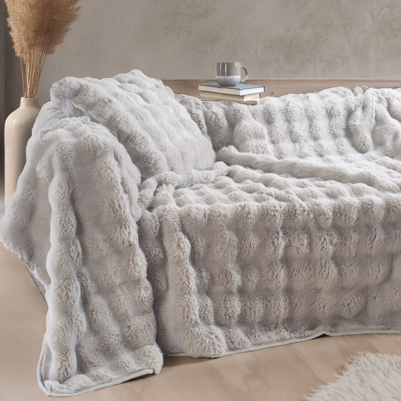 Ριχτάρι Καναπέ Τριθέσιου Γούνινο (180x280) Rythmos Rabbit Grey