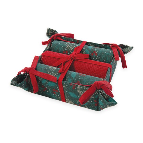 Χριστουγεννιάτικα Ποτηρόπανα Δώρου (Σετ 3τμχ) Nef-Nef Homeware Leaves