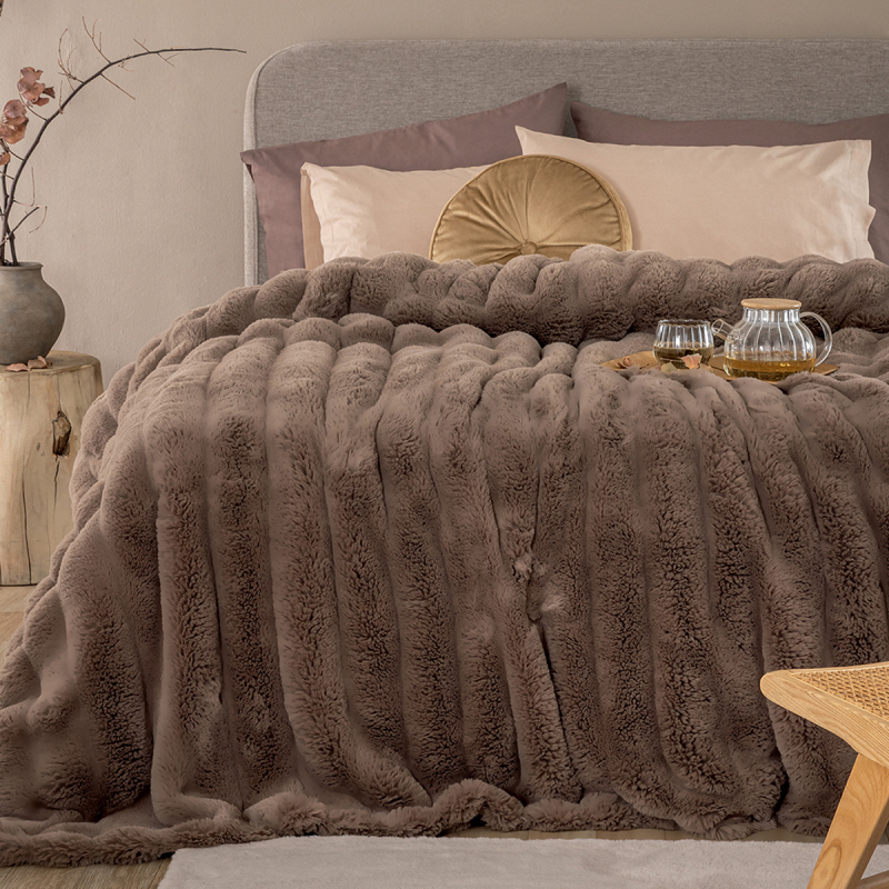 Κουβέρτα Γούνινη Υπέρδιπλη (220x240) Palamaiki Heather Brown