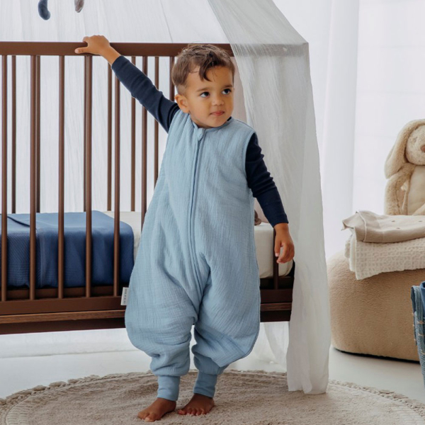 Καλοκαιρινός Υπνόσακος Με Πόδια 2 Tog (18-36 Μηνών) Meyco Muslin Jeans Blue