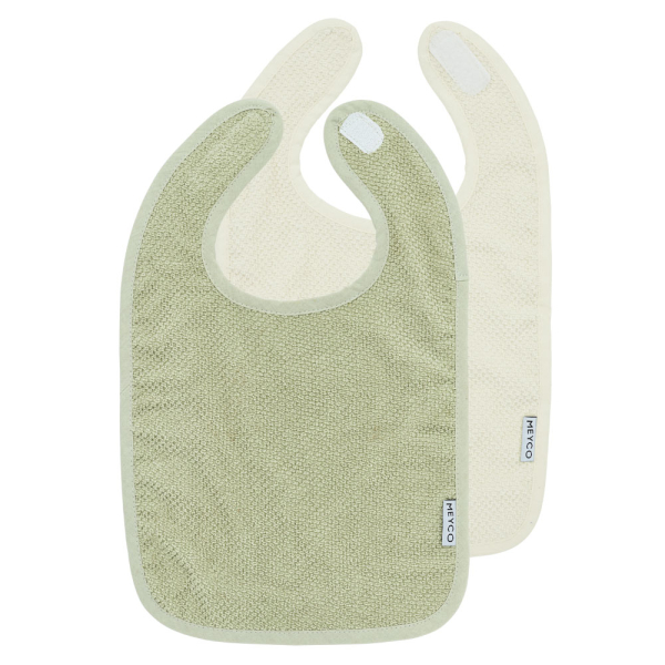 Σαλιάρες Πετσετέ (Σετ 2τμχ) Meyco Popcorn Natural/Soft Olive