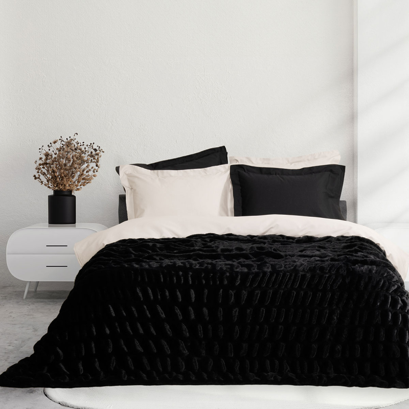 Κουβέρτα Γούνινη Υπέρδιπλη (220x240) Nima Mossy Black