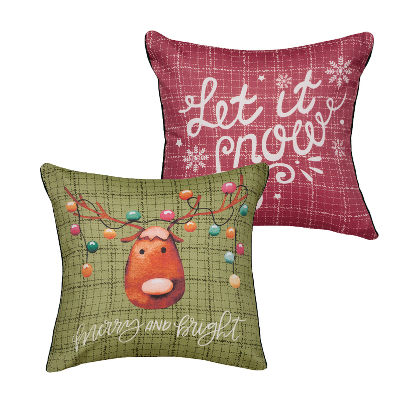 Χριστουγεννιάτικες Μαξιλαροθήκες 2 Όψεων (2τμχ) Kentia Loft Snow 2511