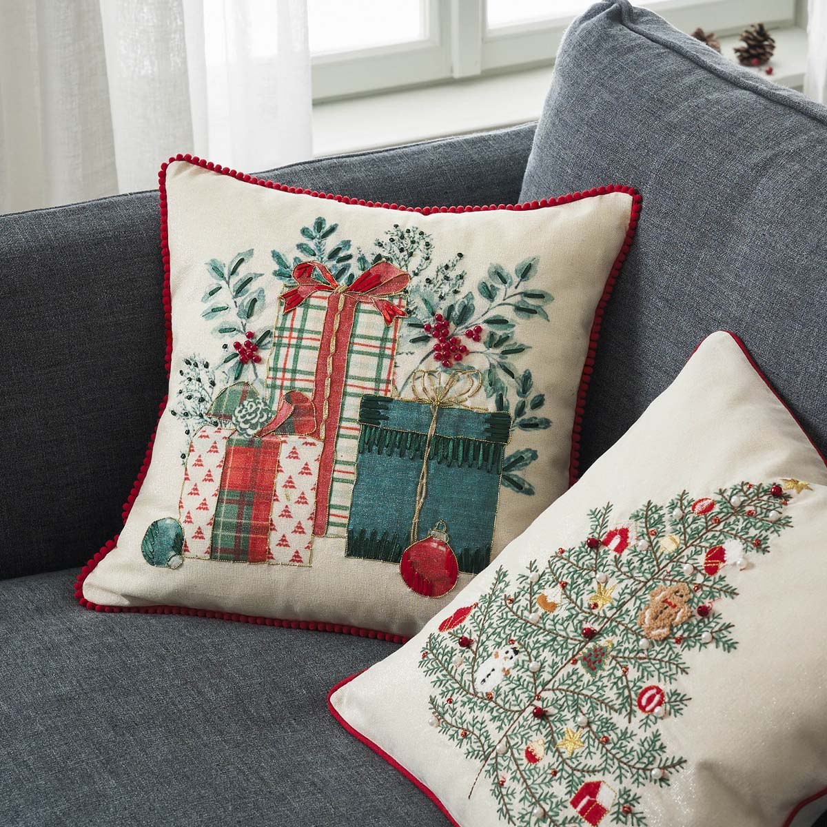 Χριστουγεννιάτικη Μαξιλαροθήκη (43X43) Gofis Home Xmas 341 Χριστουγεννιάτικα Μαξιλάρια Spitishop
