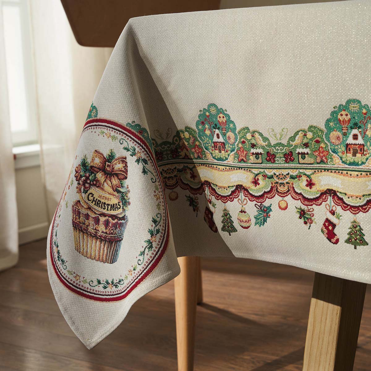 Χριστουγεννιάτικο Τραπεζομάντηλο (135X180) Gofis Home Xmas 212 Χριστουγεννιάτικα Τραπεζομάντηλα Spitishop