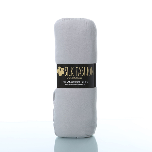 Σεντόνι King Size Με Λάστιχο (180x200+35) Silk Fashion Jersey L.Grey