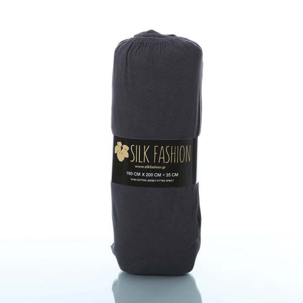Σεντόνι King Size Με Λάστιχο (180x200+35) Silk Fashion Jersey D.Grey