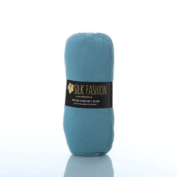 Σεντόνι Μονό Με Λάστιχο (100x200+35) Silk Fashion Jersey Petrol