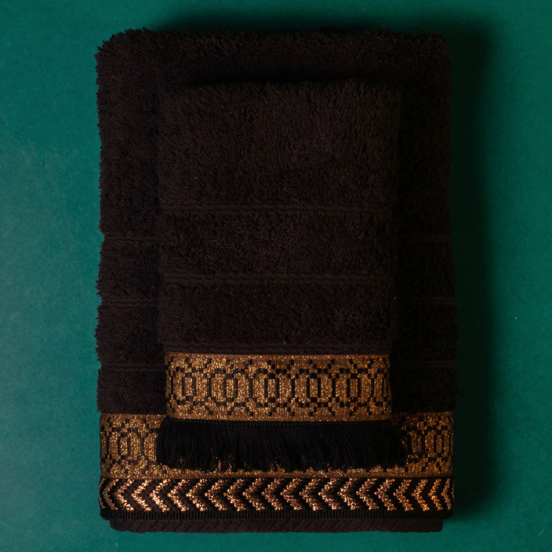 Πετσέτες Μπάνιου (Σετ 2τμχ) White Fabric Golf Leaf Black 600gsm