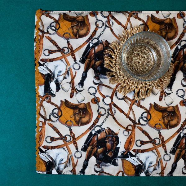 Σουπλά 2 Όψεων (Σετ 2τμχ) White Fabric Horsie Multi