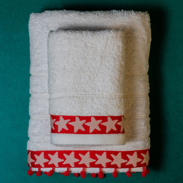 Πετσέτες Μπάνιου (Σετ 2τμχ) White Fabric Red Star White 600gsm