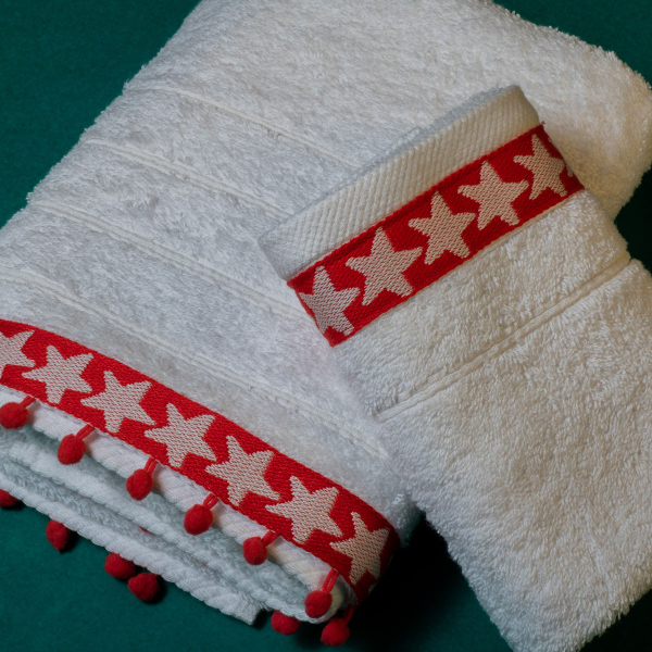 Πετσέτες Μπάνιου (Σετ 2τμχ) White Fabric Red Star White 600gsm