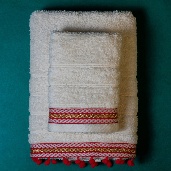 Πετσέτες Μπάνιου (Σετ 2τμχ) White Fabric Kelany White 600gsm