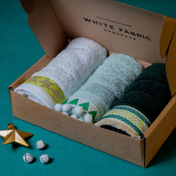 Πετσέτες Χεριών (Σετ 3τμχ) White Fabric Green Magic 600gsm