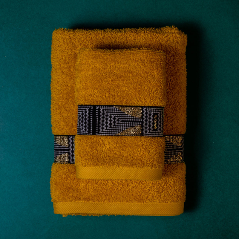 Πετσέτες Μπάνιου (Σετ 2τμχ) White Fabric Balaney Yellow 600gsm