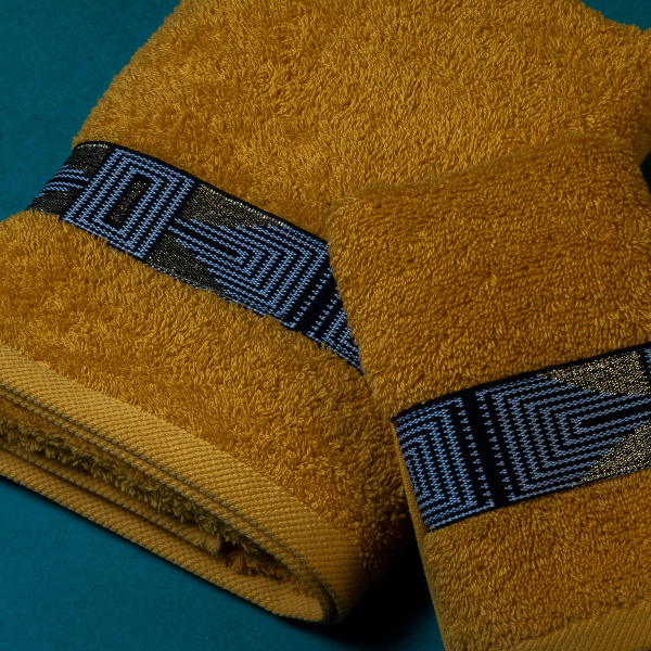 Πετσέτες Μπάνιου (Σετ 2τμχ) White Fabric Balaney Yellow 600gsm