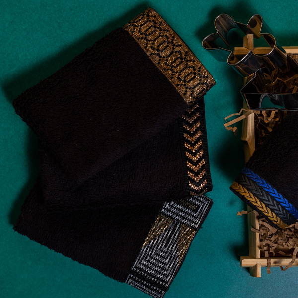 Πετσέτες Δώρου (Σετ 4τμχ) White Fabric Gold Leaf 600gsm