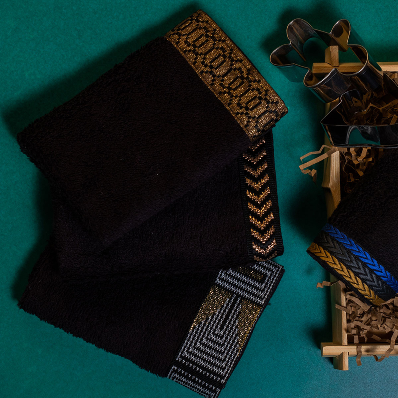 Πετσέτες Δώρου (Σετ 4τμχ) White Fabric Gold Leaf 600gsm