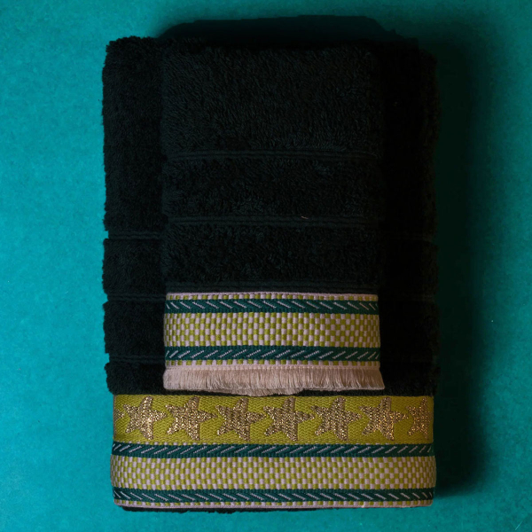 Πετσέτες Μπάνιου (Σετ 2τμχ) White Fabric Green Magic 600gsm