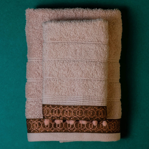 Πετσέτες Μπάνιου (Σετ 2τμχ) White Fabric Golf Leaf Pink 600gsm