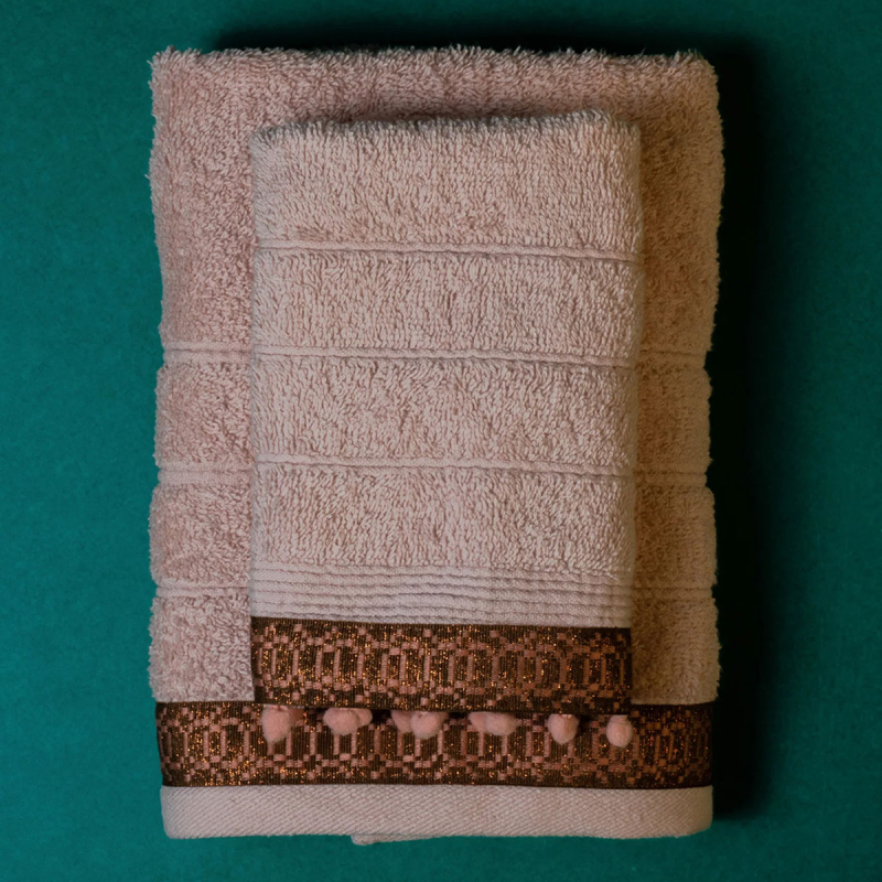 Πετσέτες Μπάνιου (Σετ 2τμχ) White Fabric Golf Leaf Pink 600gsm