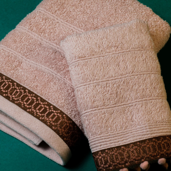 Πετσέτες Μπάνιου (Σετ 2τμχ) White Fabric Golf Leaf Pink 600gsm