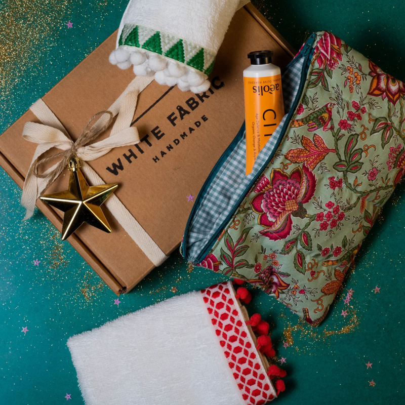 Σετ Δώρου Λαβέτες + Νεσεσέρ (Σετ 3τμχ) White Fabric Pia Light Green