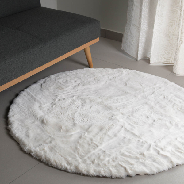 Στρογγυλό Xαλί Γούνινο (Φ120) Ravelia Fluffy Cream