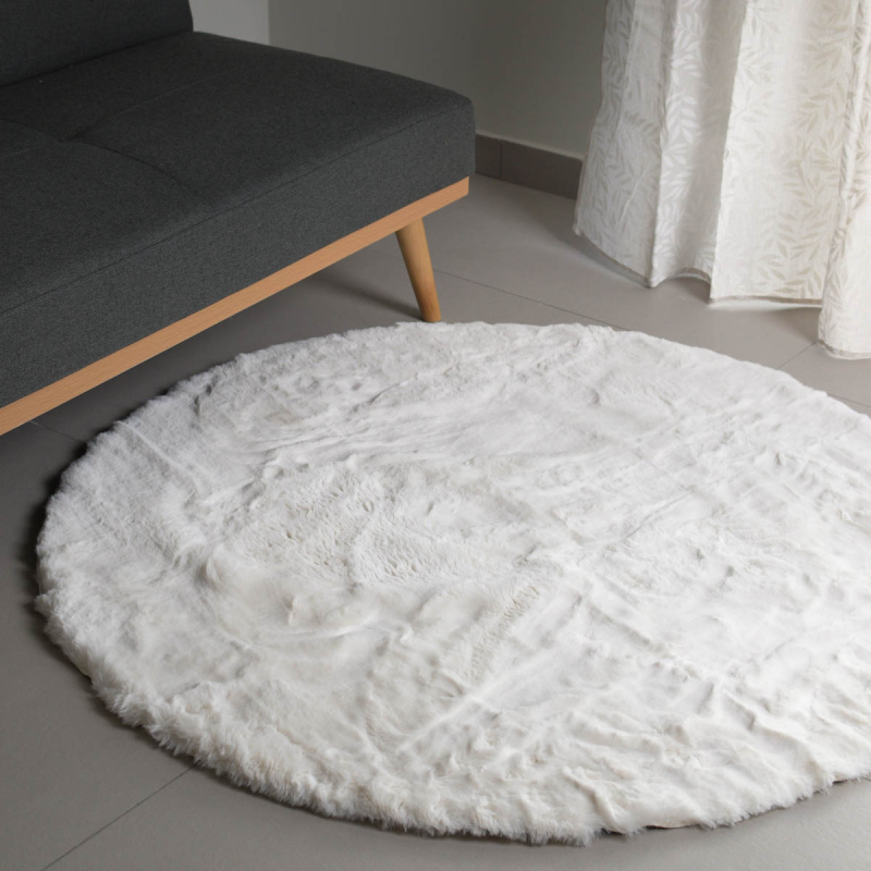 Στρογγυλό Xαλί Γούνινο (Φ120) Ravelia Fluffy Cream