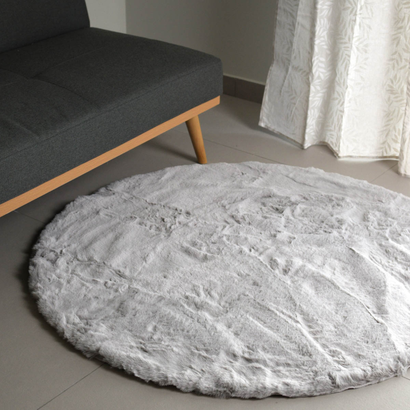 Στρογγυλό Xαλί Γούνινο (Φ100) Ravelia Fluffy Light Grey