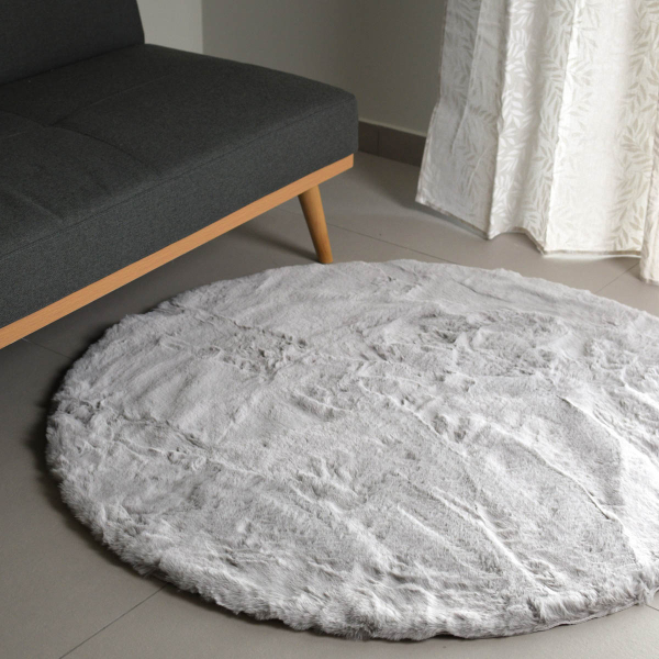 Στρογγυλό Xαλί Γούνινο (Φ120) Ravelia Fluffy Light Grey