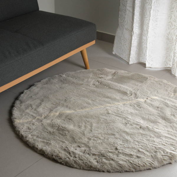 Στρογγυλό Xαλί Γούνινο (Φ100) Ravelia Fluffy Taupe