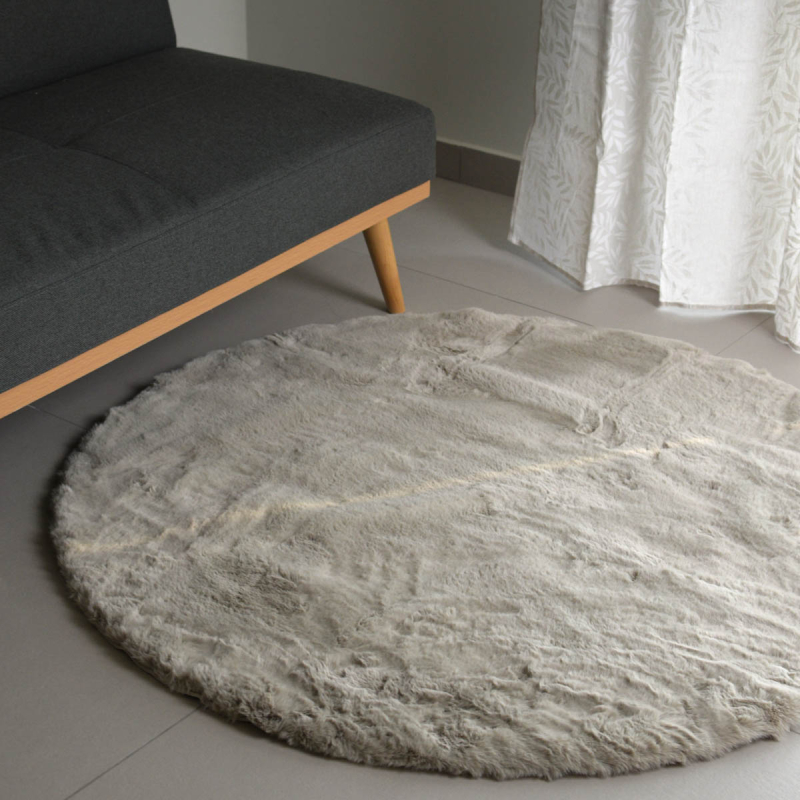Στρογγυλό Xαλί Γούνινο (Φ120) Ravelia Fluffy Taupe