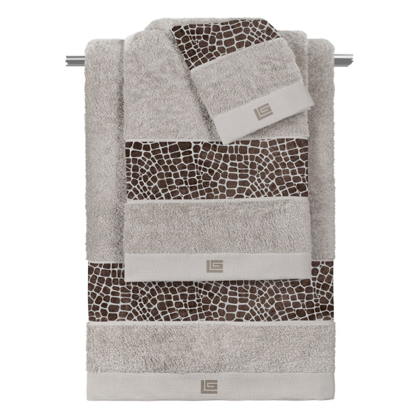 Πετσέτες Μπάνιου (Σετ 3τμχ) Guy Laroche Safari Choco - Silver 500gsm
