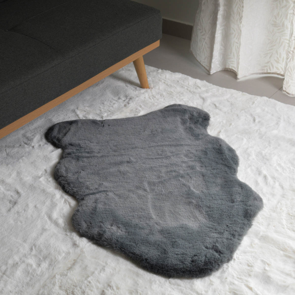 Πατάκι Γούνινο (60x90) Ravelia Fluffy Dark Grey Animal Shape