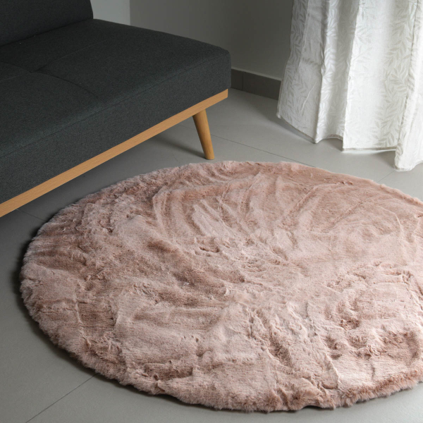 Στρογγυλό Xαλί Γούνινο (Φ120) Ravelia Fluffy Pink