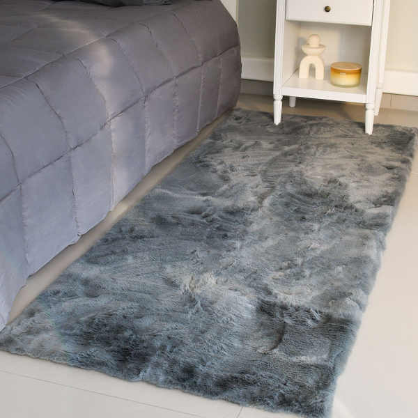 Γούνινα Χαλιά Κρεβατοκάμαρας (Σετ 3τμχ) Ravelia Fluffy Dark Grey